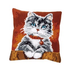 Cross stitch cushion kit Cat with collar