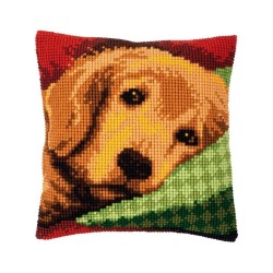 Cross stitch cushion kit Sleepy little dog