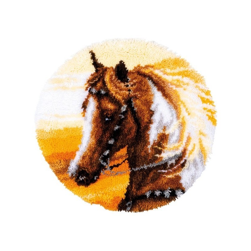 Latch hook shaped rug kit Western horse