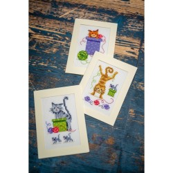 Greeting card kit Playful cats set of 3