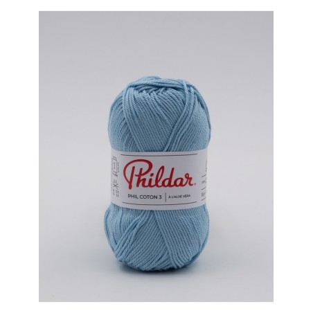 Fil crochet Phildar  Phil Coton 3 azur