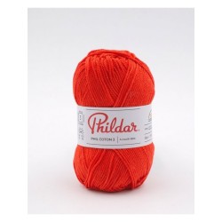 Fil crochet Phildar  Phil Coton 3 vermillon