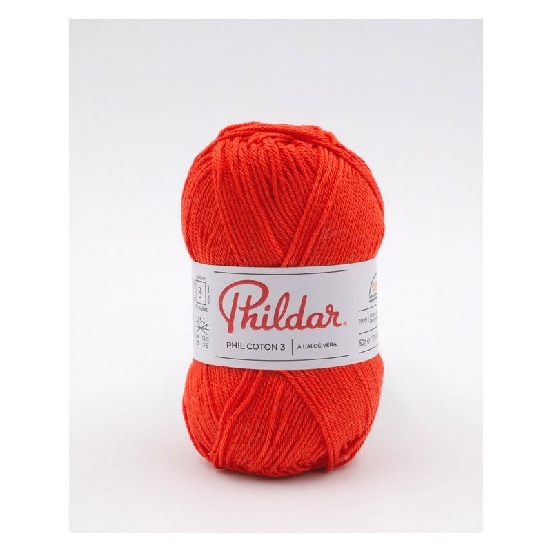 Crochet yarn Phildar Phil Coton 3 vermillon