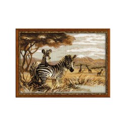 Riolis Embroidery kit Zebras in the Savannah