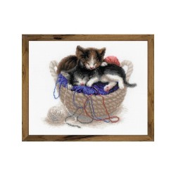 Riolis Embroidery kit Kittens In A Basket
