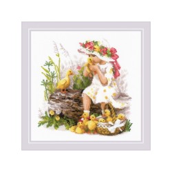 Riolis Embroidery kit Girl with Ducklings