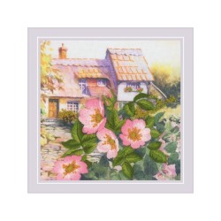 Riolis Embroidery kit Rose Hip in the Garden. Satin Stitch