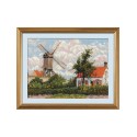 Riolis Borduurpakket Windmolen in Knokke naar het schilderij