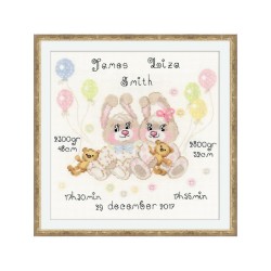 Riolis Embroidery kit Twins Birth Announcement