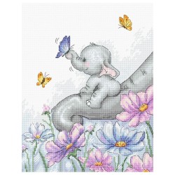 Luca-S Stickset Elefant mit Schmetterling