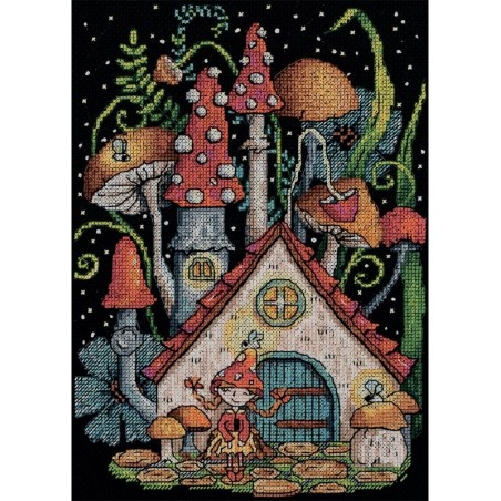 Embroidery kit  Mushroom House