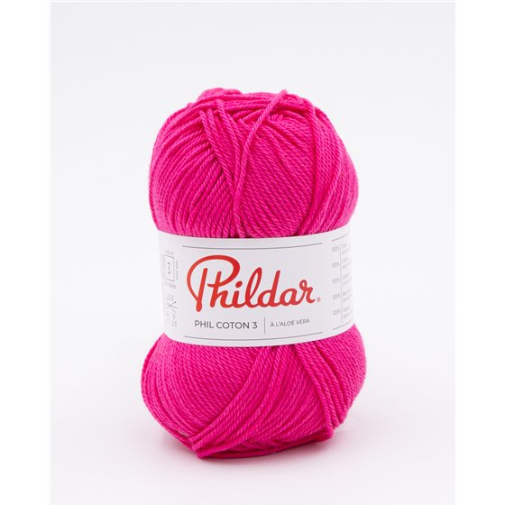 Fil crochet Phildar  Phil Coton 3 fuchsia