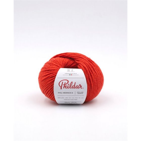 Knitting yarn Phildar Phil Merinos 6 Vermillon