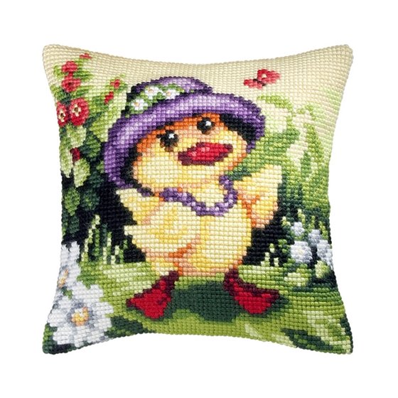 Cross stitch cushion kit Duckling