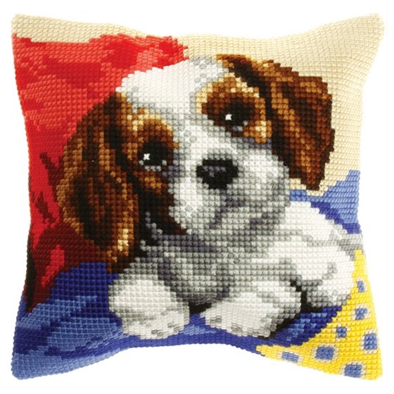 Cross stitch cushion kit Puppy