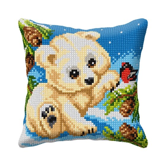 Cross stitch cushion kit little bear