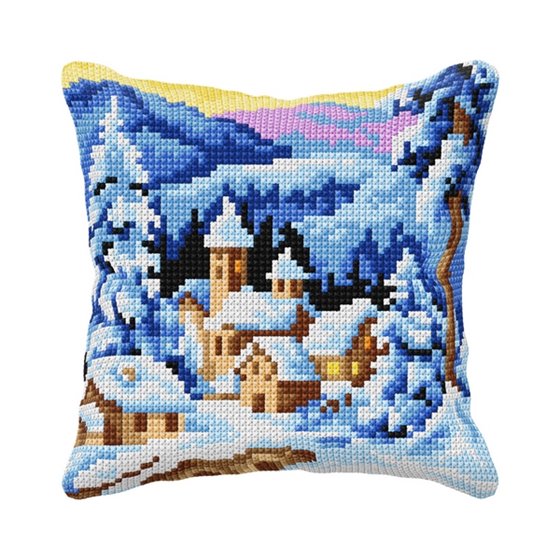 Cross stitch cushion kit Winter village