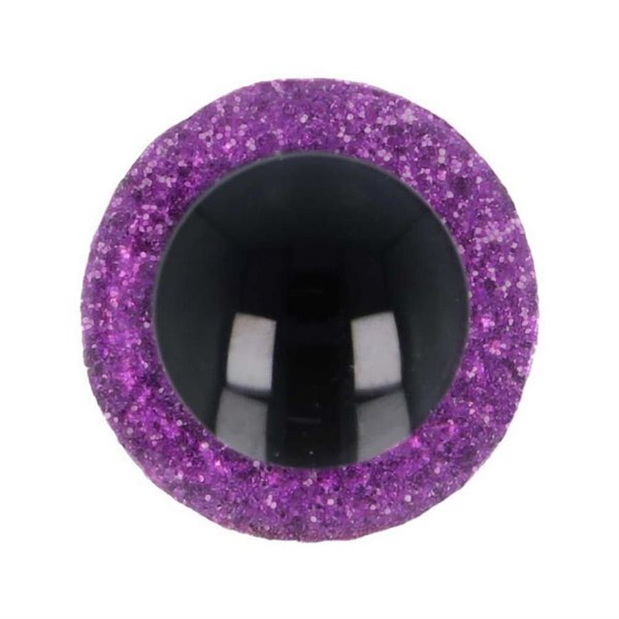 Animal eye 15 mm purple glitter