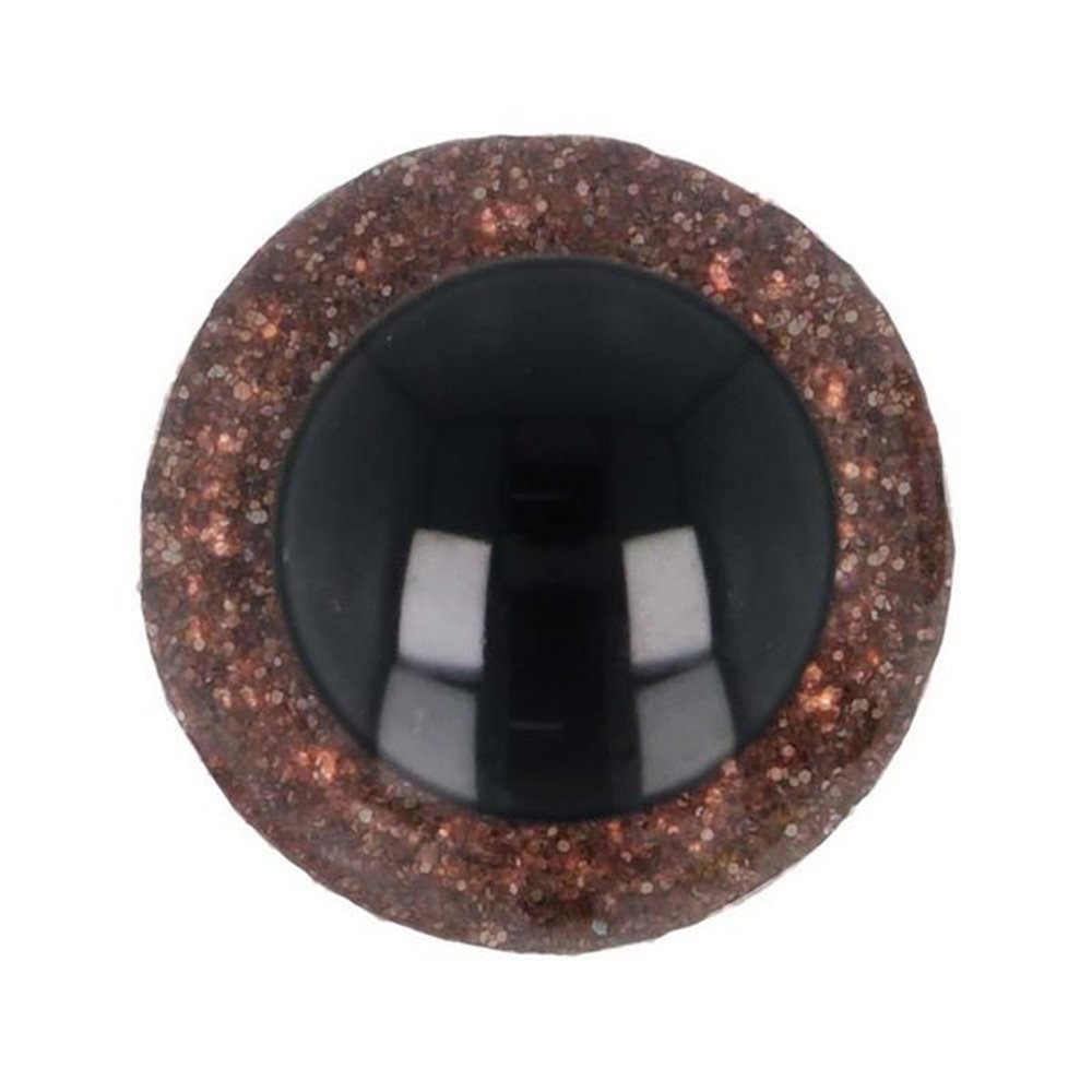 Dierenoog 15 mm bruin glitter