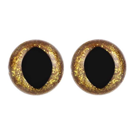 Cat eye 15 mm gold glitter