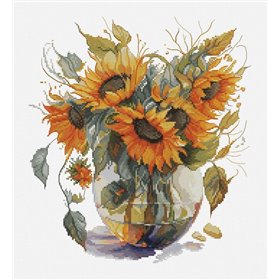 Luca-S Stickset Vase mit Sonnenblumen