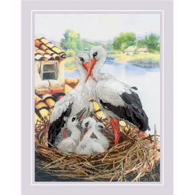 Riolis embroidery kit Stork Family