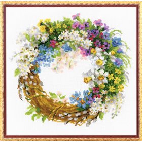 Embroidery kit Wreath with Bird Cherry