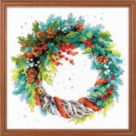 Embroidery kit Wreath with Blue Spruce