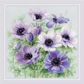 Embroidery kit Purple Anemones