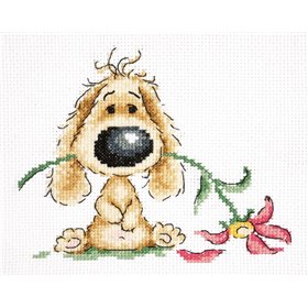 Magic Needle Embroidery kit Puppy and Flower