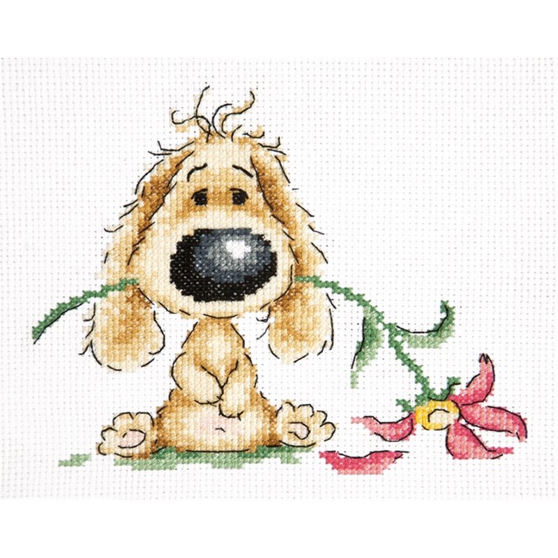 Embroidery kit Puppy and Flower