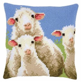 Cross stitch cushion kit Curious sheep
