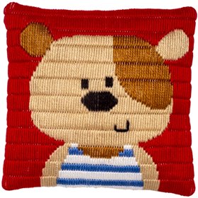 Long stitch cushion kit Little bear