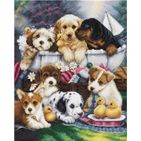 Embroidery kit Bath Time Pups