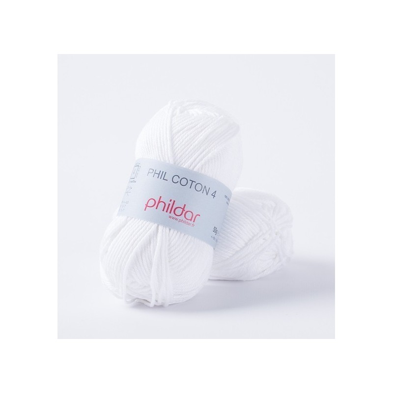 Fil crochet Phildar  Phil Coton 4 blanc