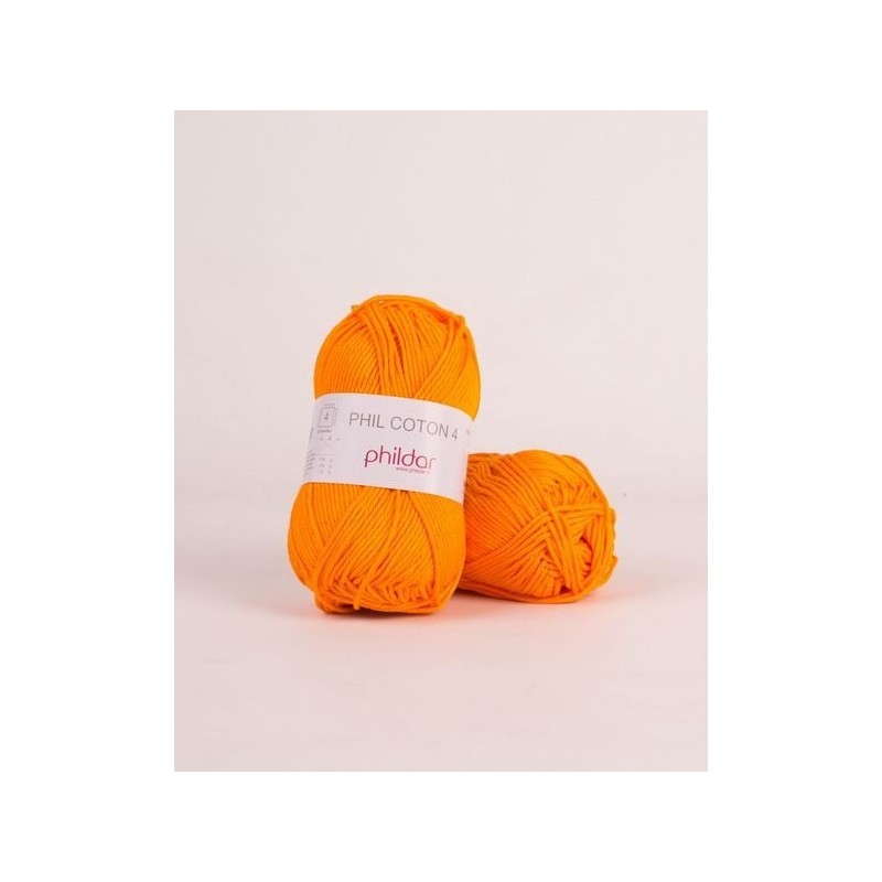 Fil crochet Phildar  Phil Coton 4 mandarine