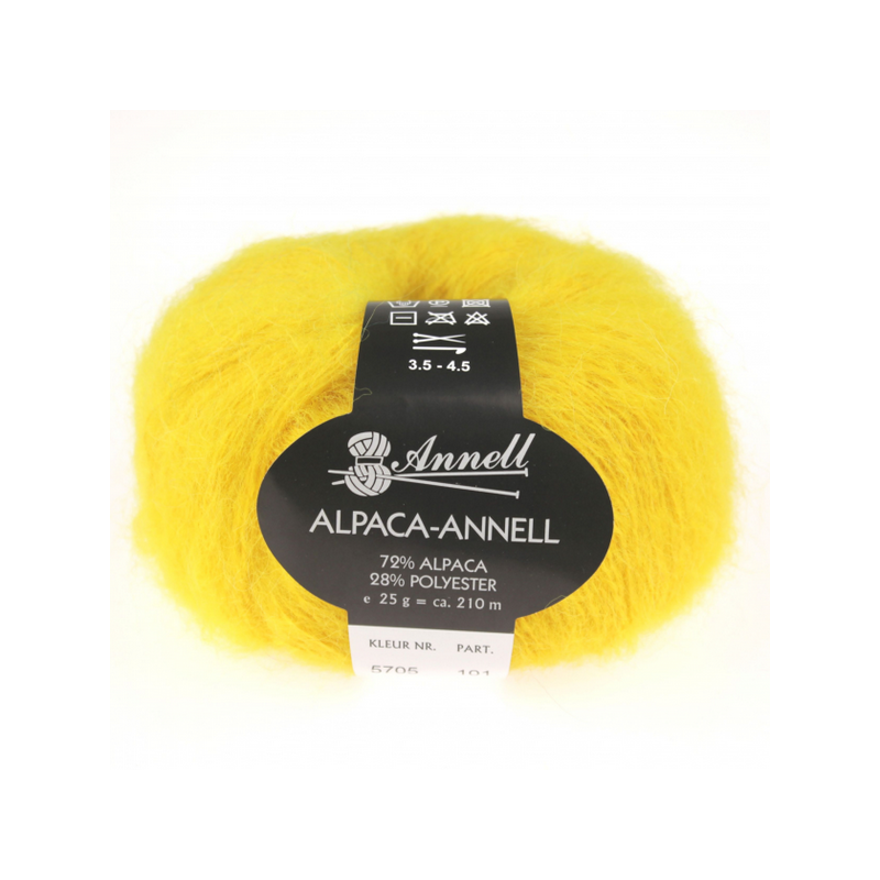 Knitting yarn Annell Alpaca Annell 5705 yellow
