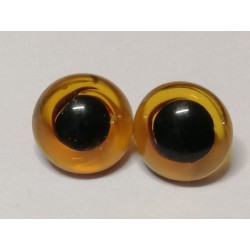   glass animal eye to sew 15 mm amber