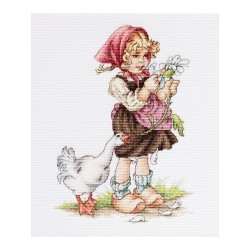 Embroidery kit Luca-S Girl with goose