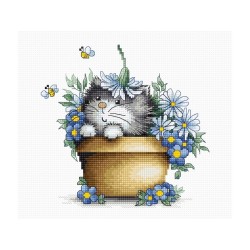 Luca-S Embroidery kit Kitten in flowers
