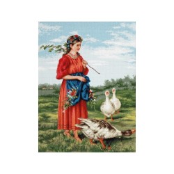 Luca-S Embroidery kit Girl with geese