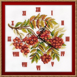 Embroidery kit Clock.Racemes of rowanberries