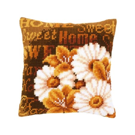 Cross stitch cushion kit Modern daisies