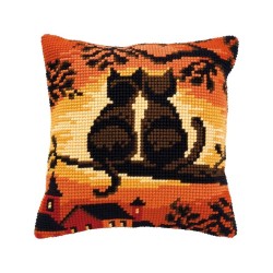 Cross stitch cushion kit Cats on a branch