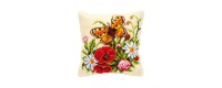 Stitch cushion with flowers